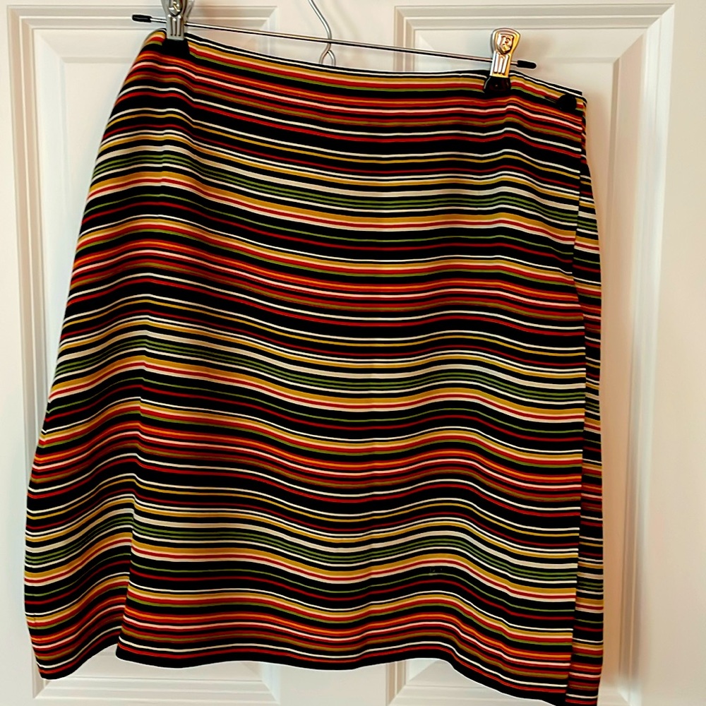 Jones New York SILK Multicolor Striped above the knee skirt